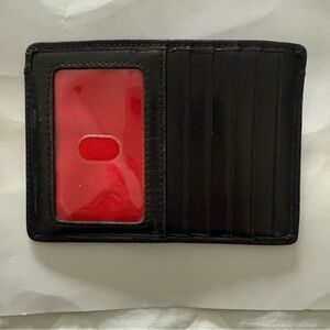 HOBO leather card case, black with red interior